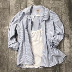 Bass striped cotton button down shirt size XL 💙🤍